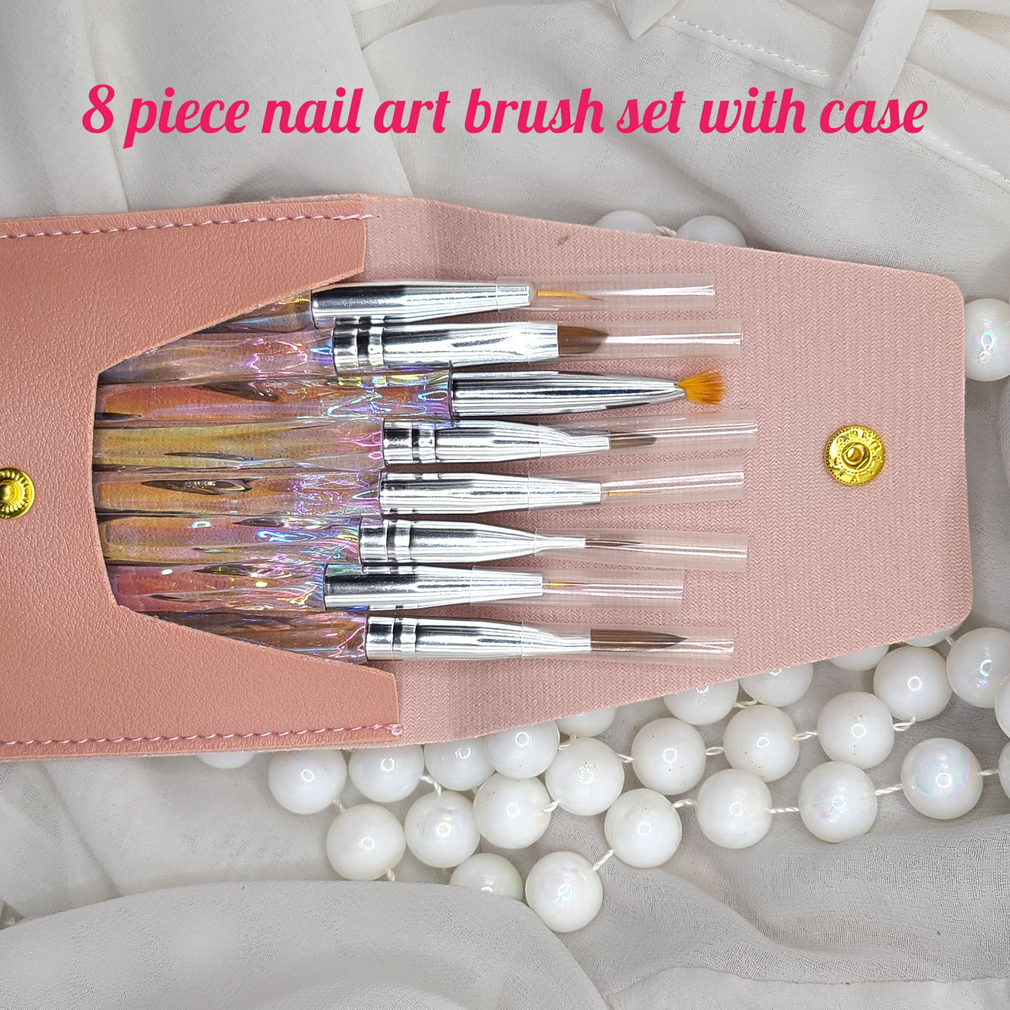 8 piece nail art brush set with case