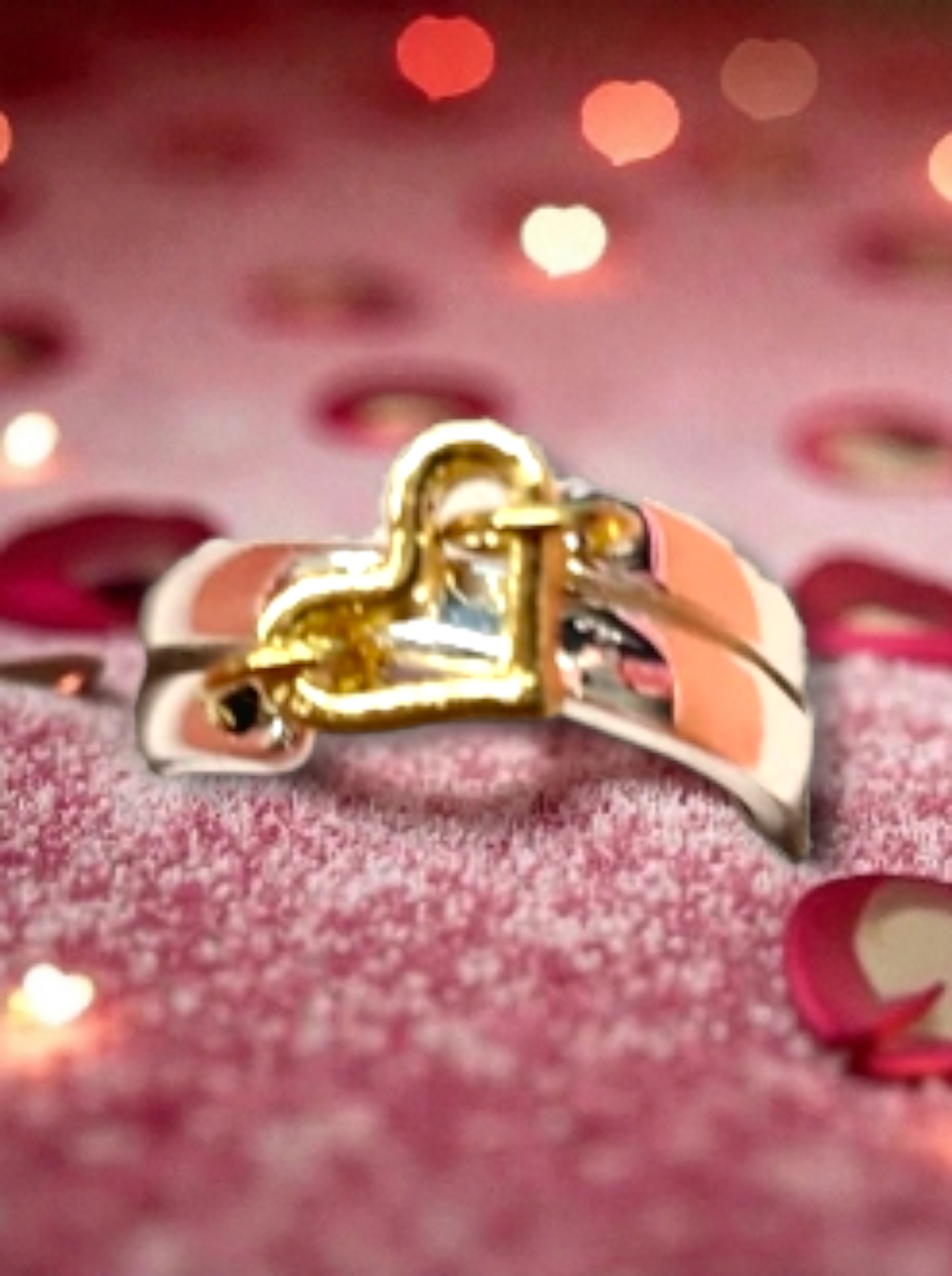 Two toned heart ring